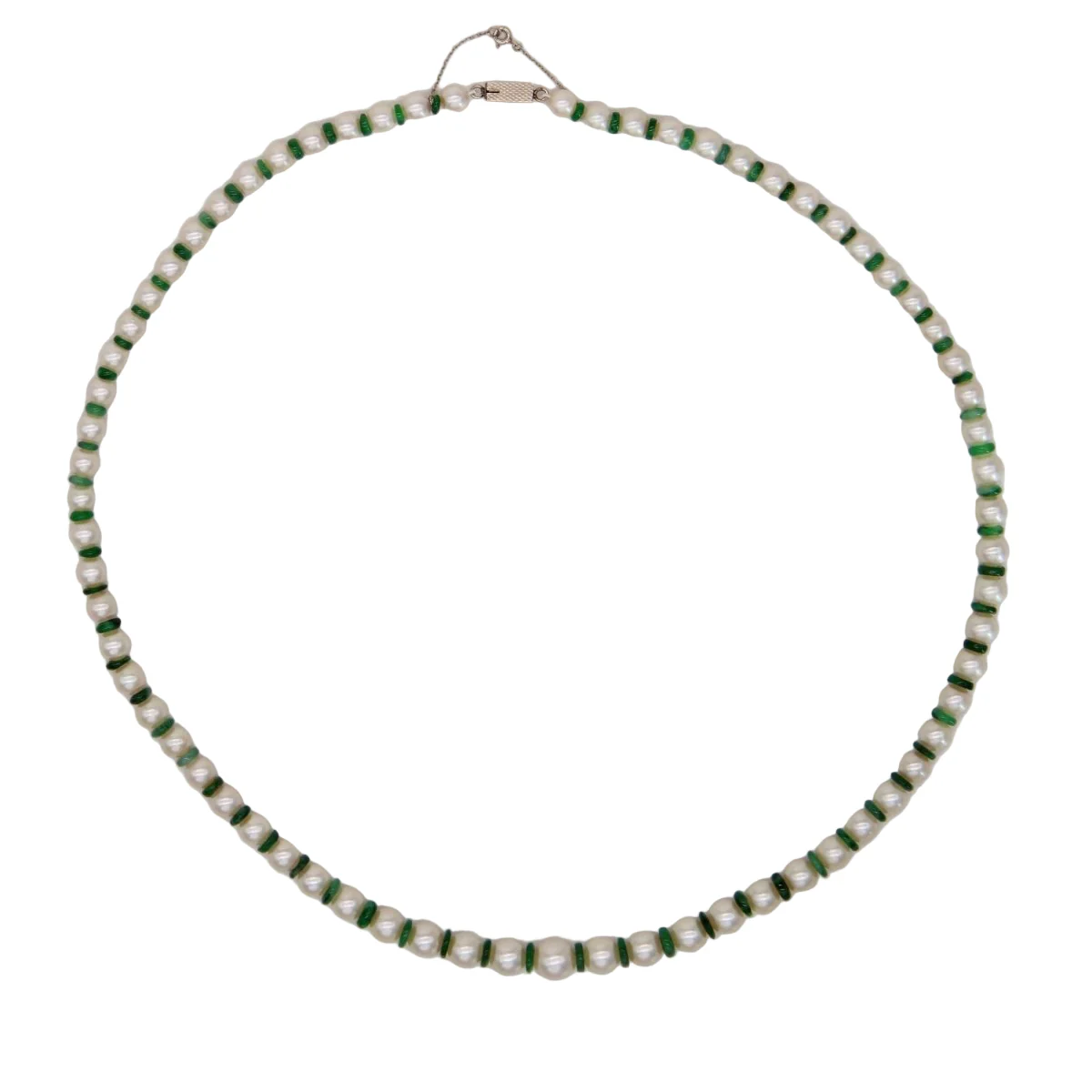 Collier Perles en or blanc et jade - Image 3