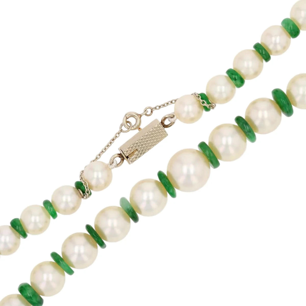 Collier Perles en or blanc et jade - Image 4