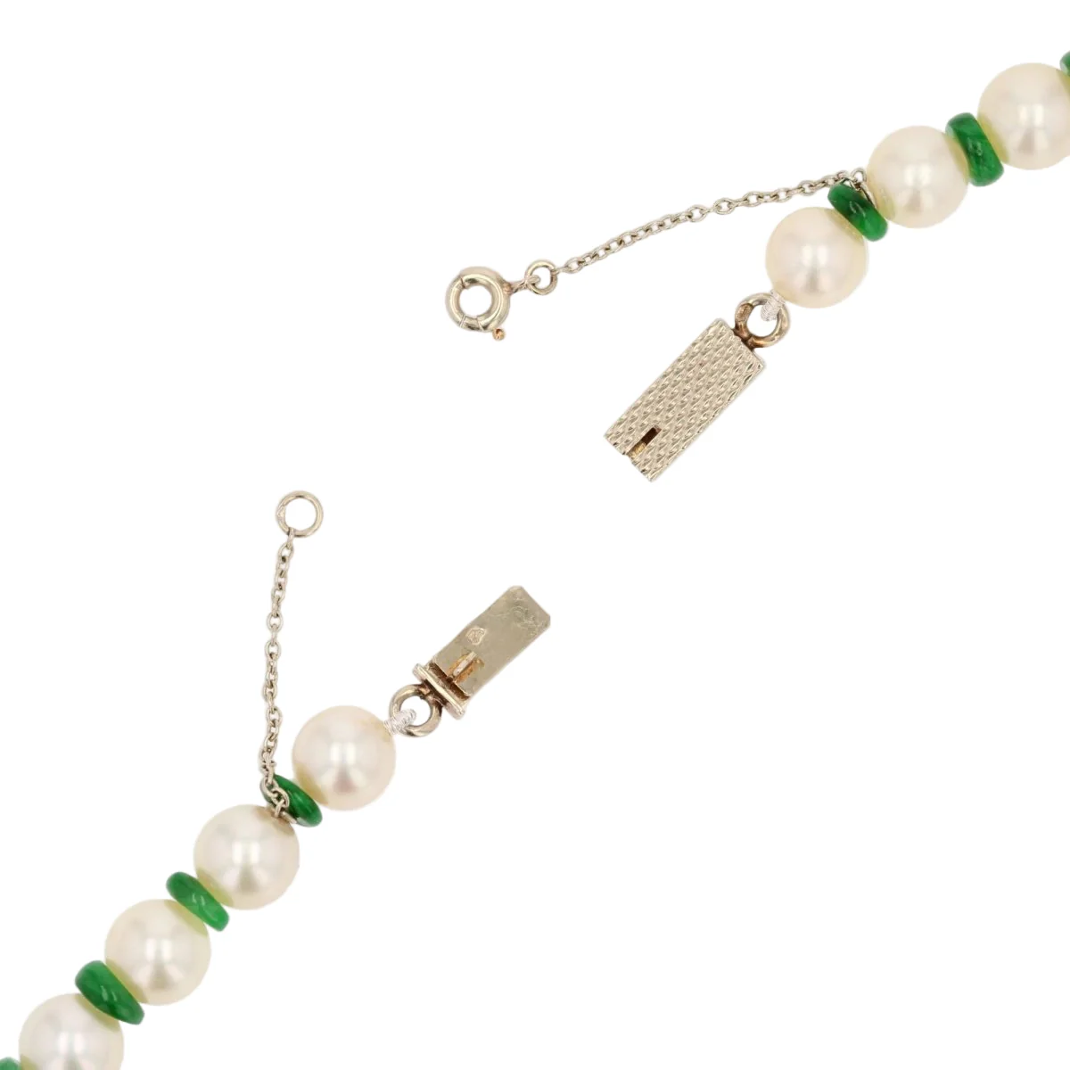 Collier Perles en or blanc et jade - Image 5