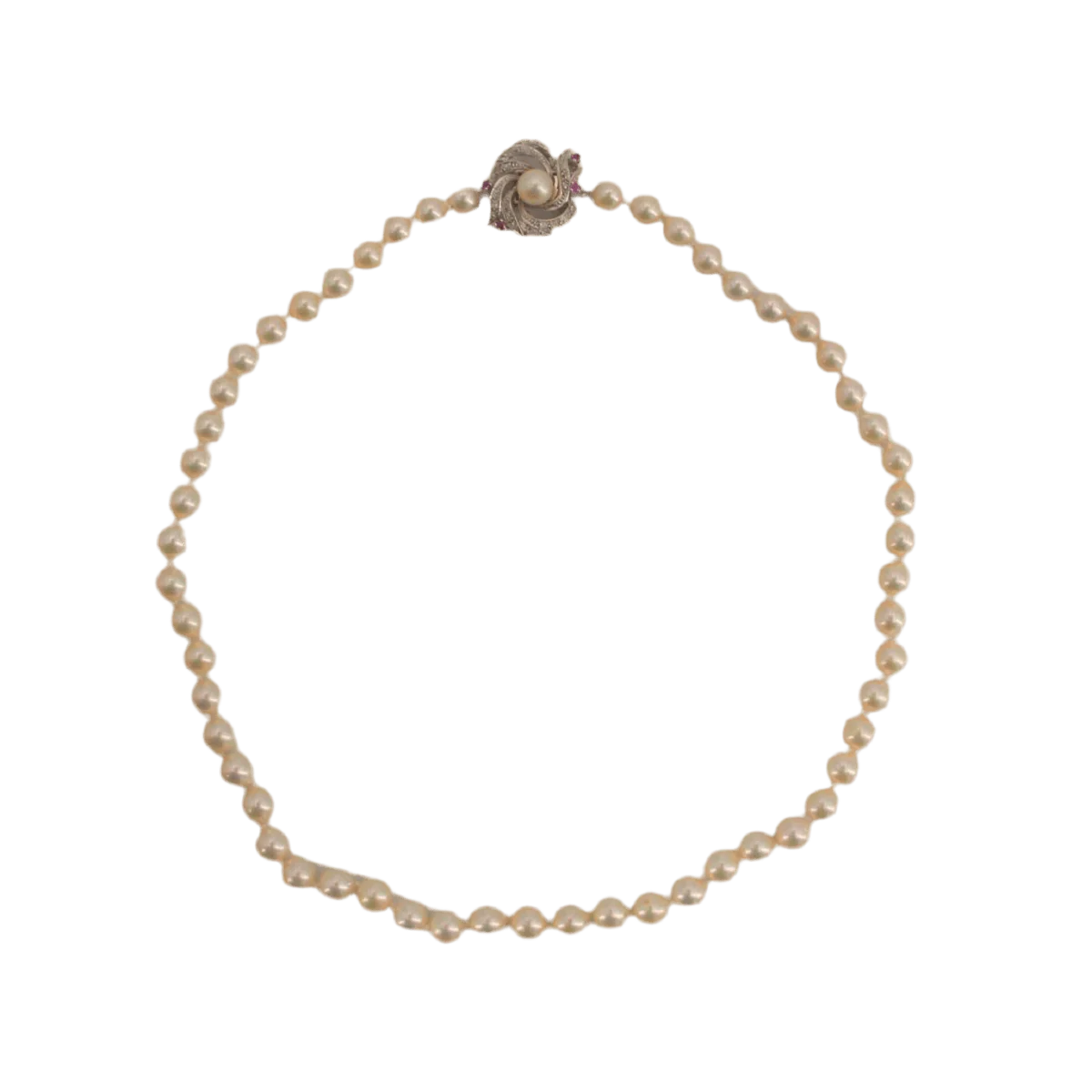 Collier Perles en or blanc, rubis et diamants - Image 3