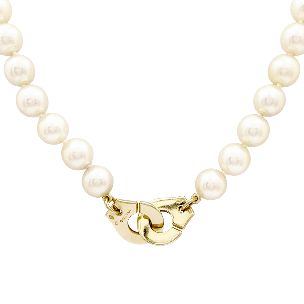 Collier Perles DINH VAN "Menottes R12" en or jaune et perles - Image 3