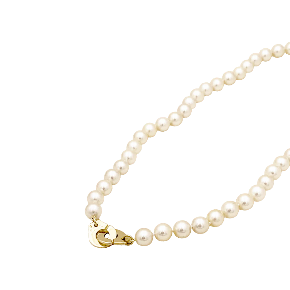 Collier Perles DINH VAN "Menottes R12" en or jaune et perles - Image 5