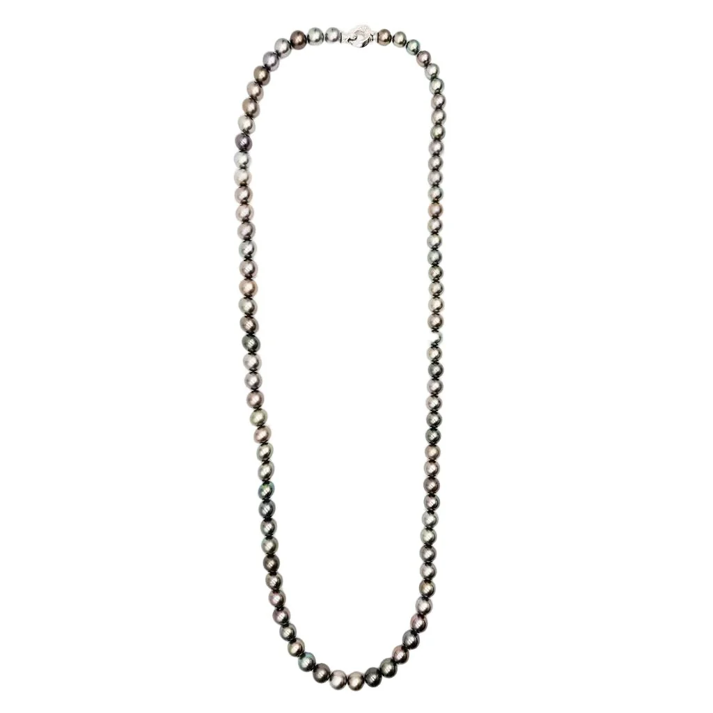 Collier Sautoir en or blanc, perles et diamants