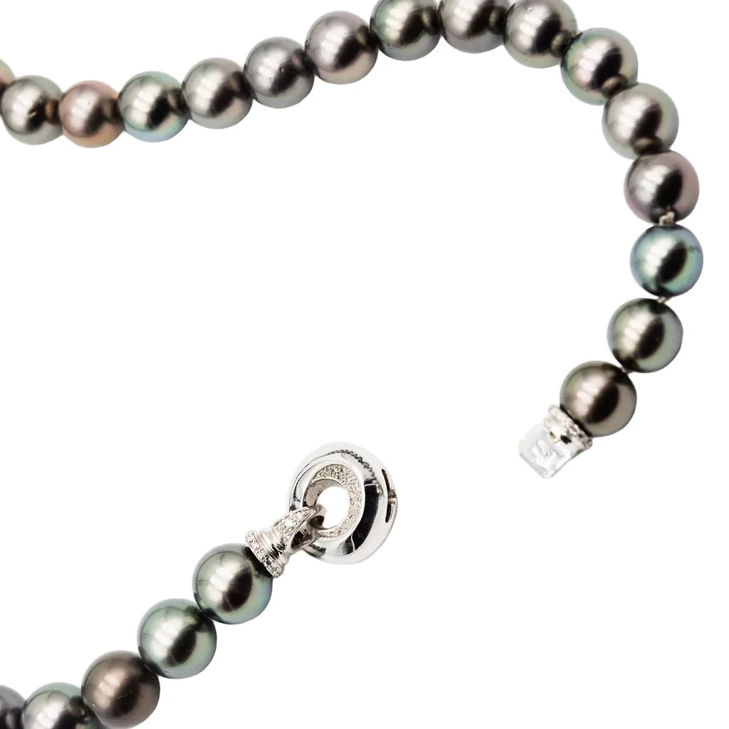 Collier Sautoir en or blanc, perles et diamants - Image 5