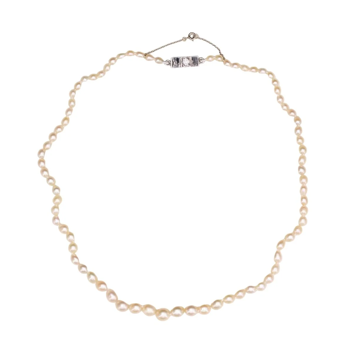 Collier Perles en or blanc, platine et diamants - Image 3