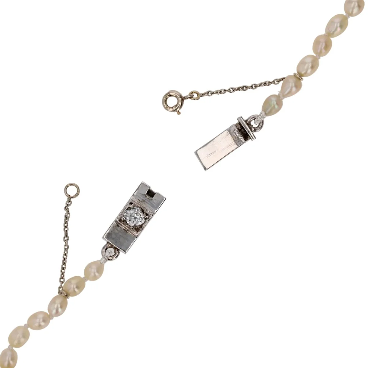 Collier Perles en or blanc, platine et diamants - Image 4