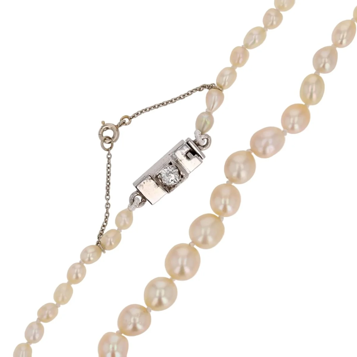 Collier Perles en or blanc, platine et diamants - Image 5