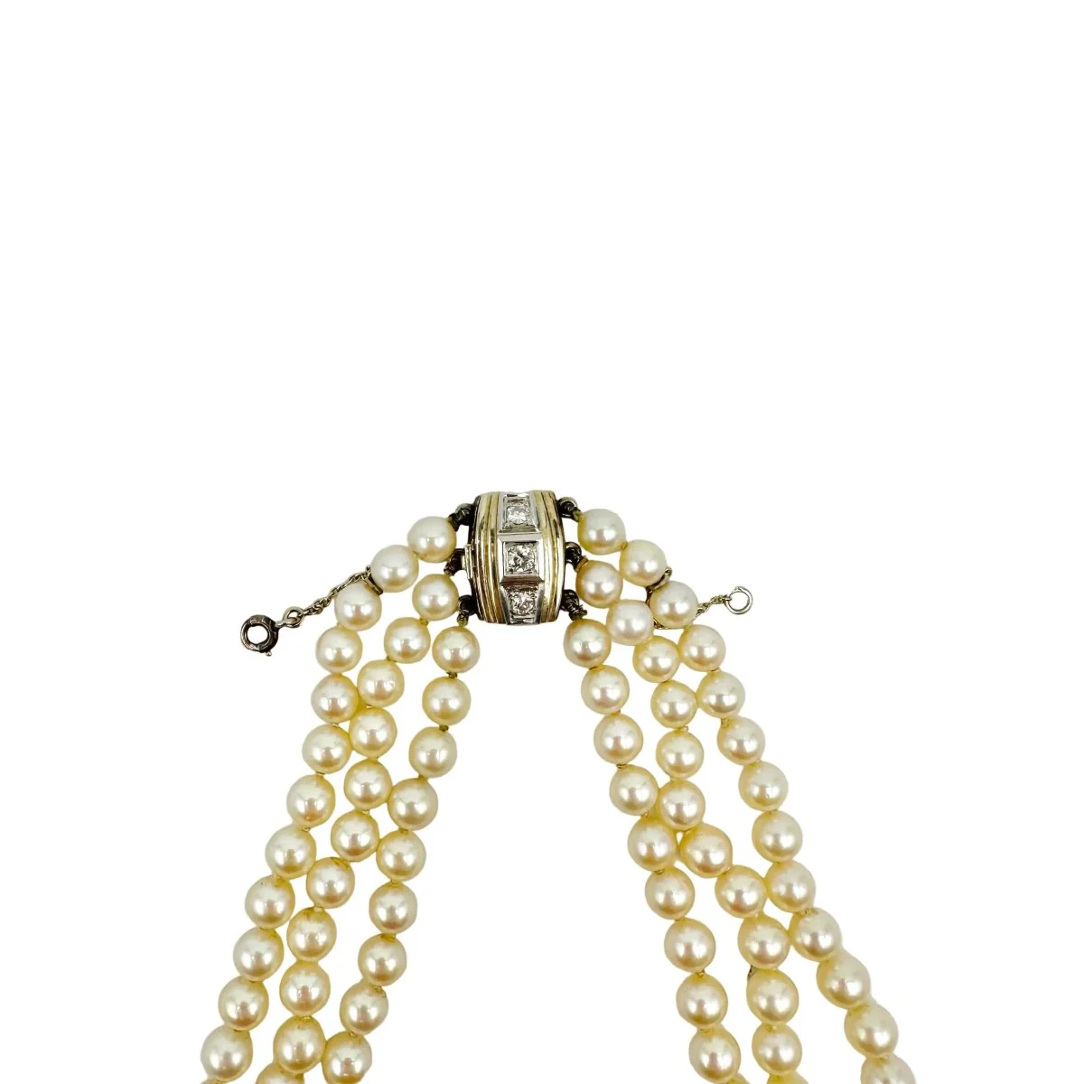 Collier Perles en or blanc et diamants - Image 3