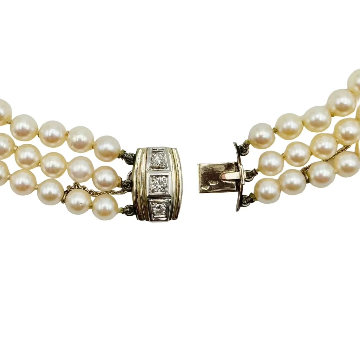 Collier Perles en or blanc et diamants - Image 4