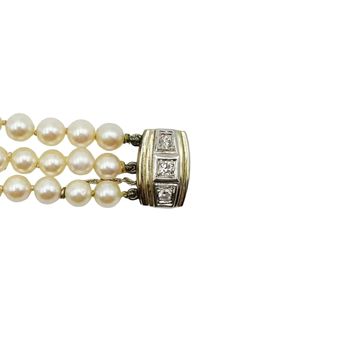 Collier Perles en or blanc et diamants - Image 5