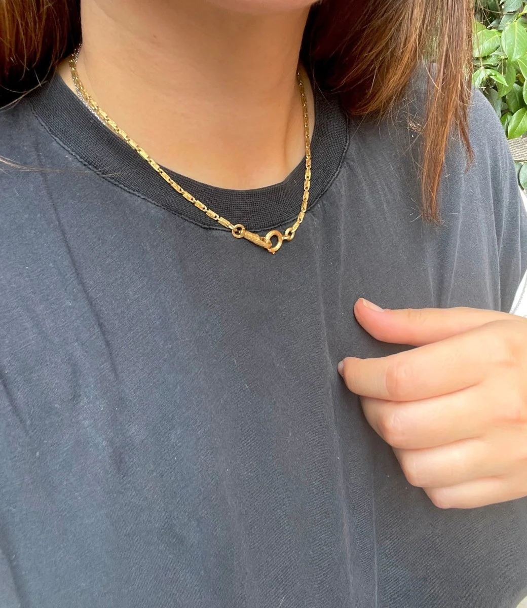 Collier chaine vintage or brossé - Image 2