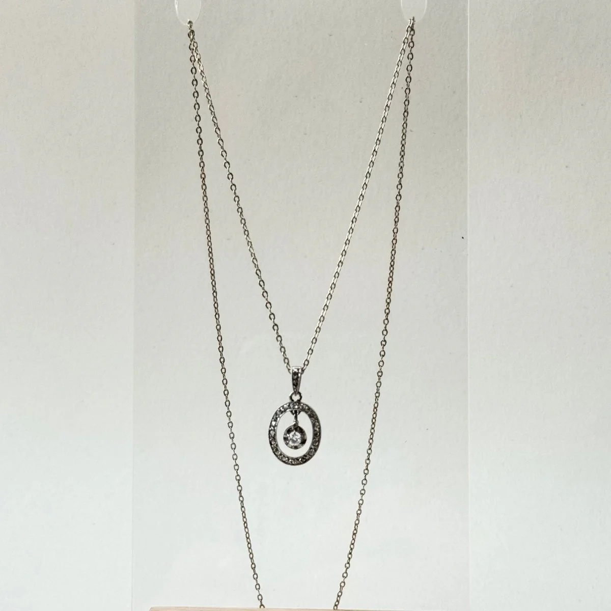 Collier maille forçat en or gris et platine avec diamant - Image 4