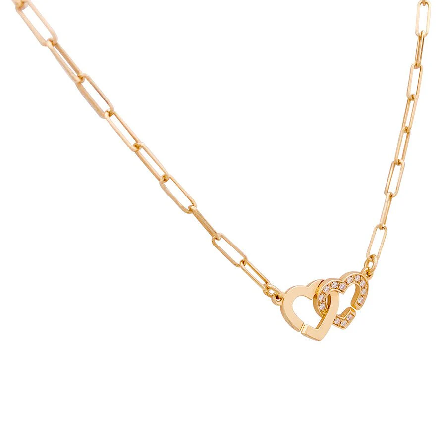 Collier DINH VAN "Double Coeur" en or rose et diamants - Image 3