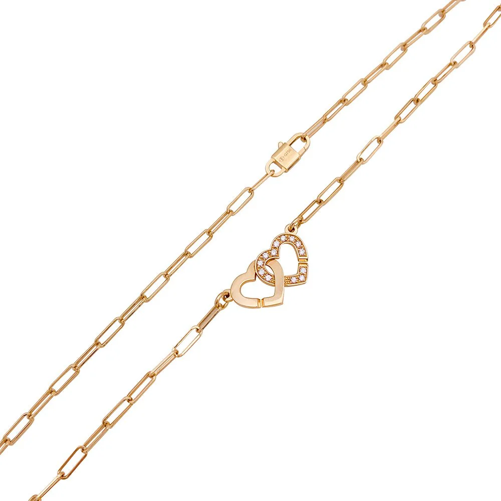 Collier DINH VAN "Double Coeur" en or rose et diamants - Image 4