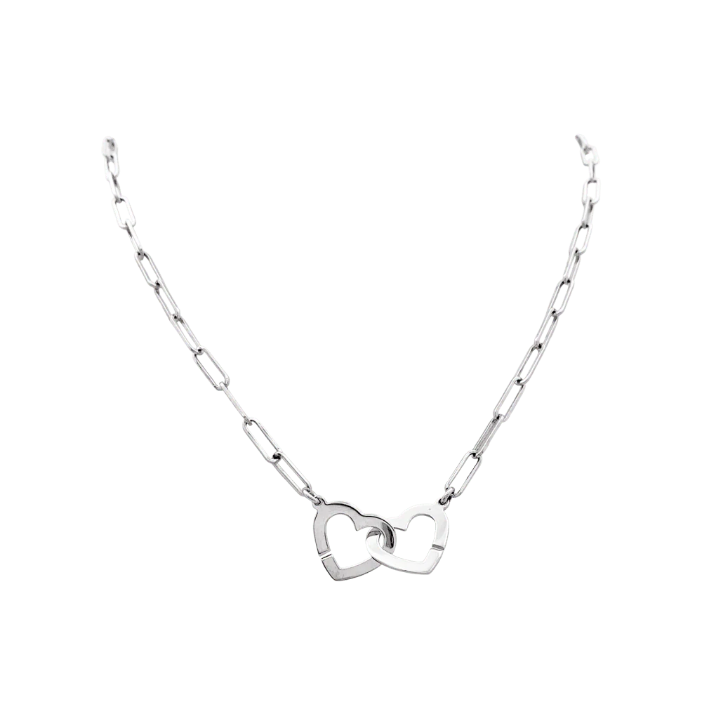 Collier Maille DINH VAN "Double Cœurs" en or blanc