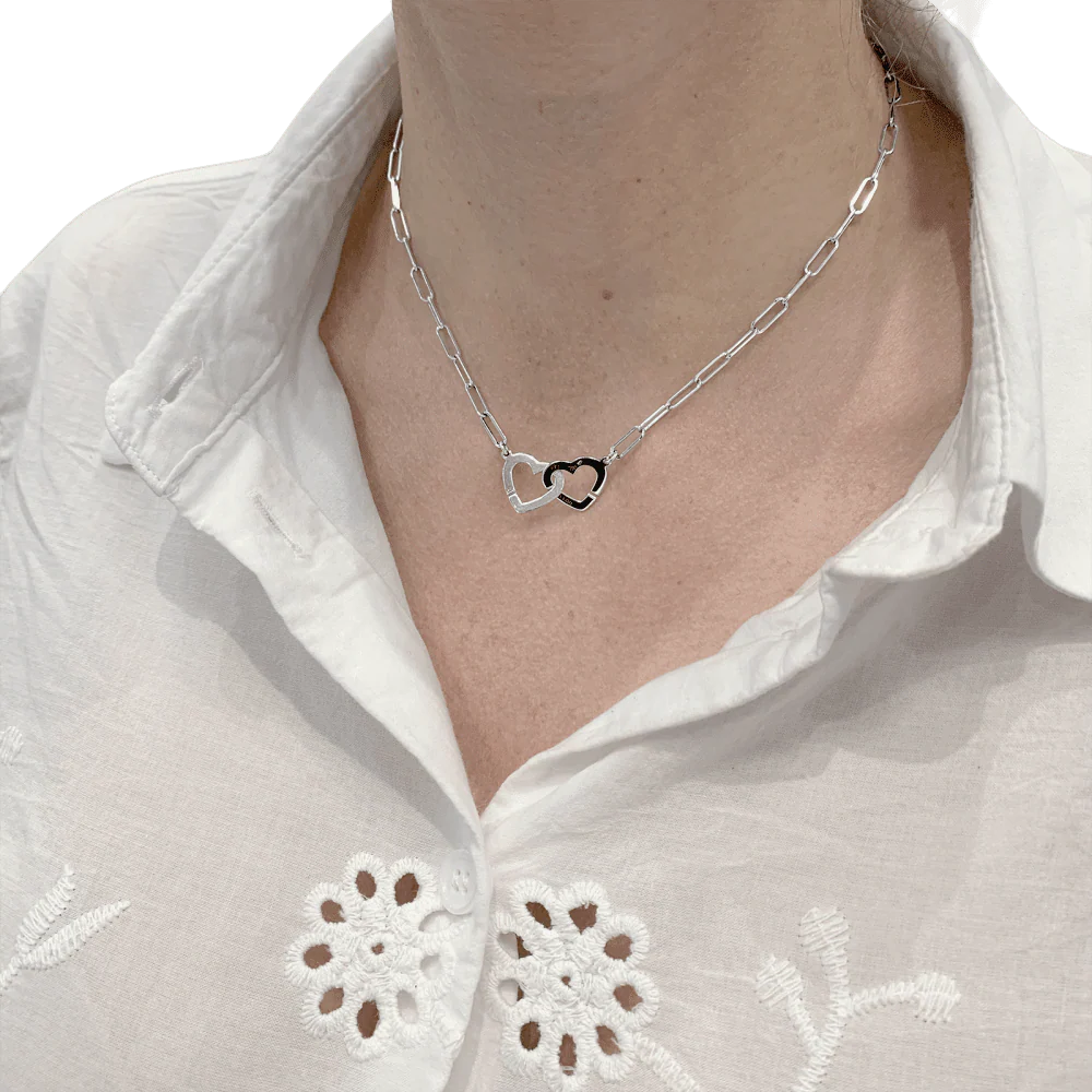 Collier Maille DINH VAN "Double Cœurs" en or blanc - Image 2