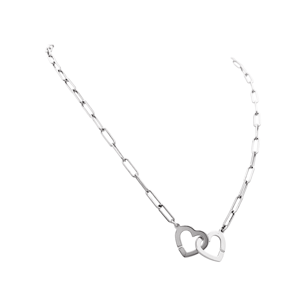 Collier Maille DINH VAN "Double Cœurs" en or blanc - Image 3