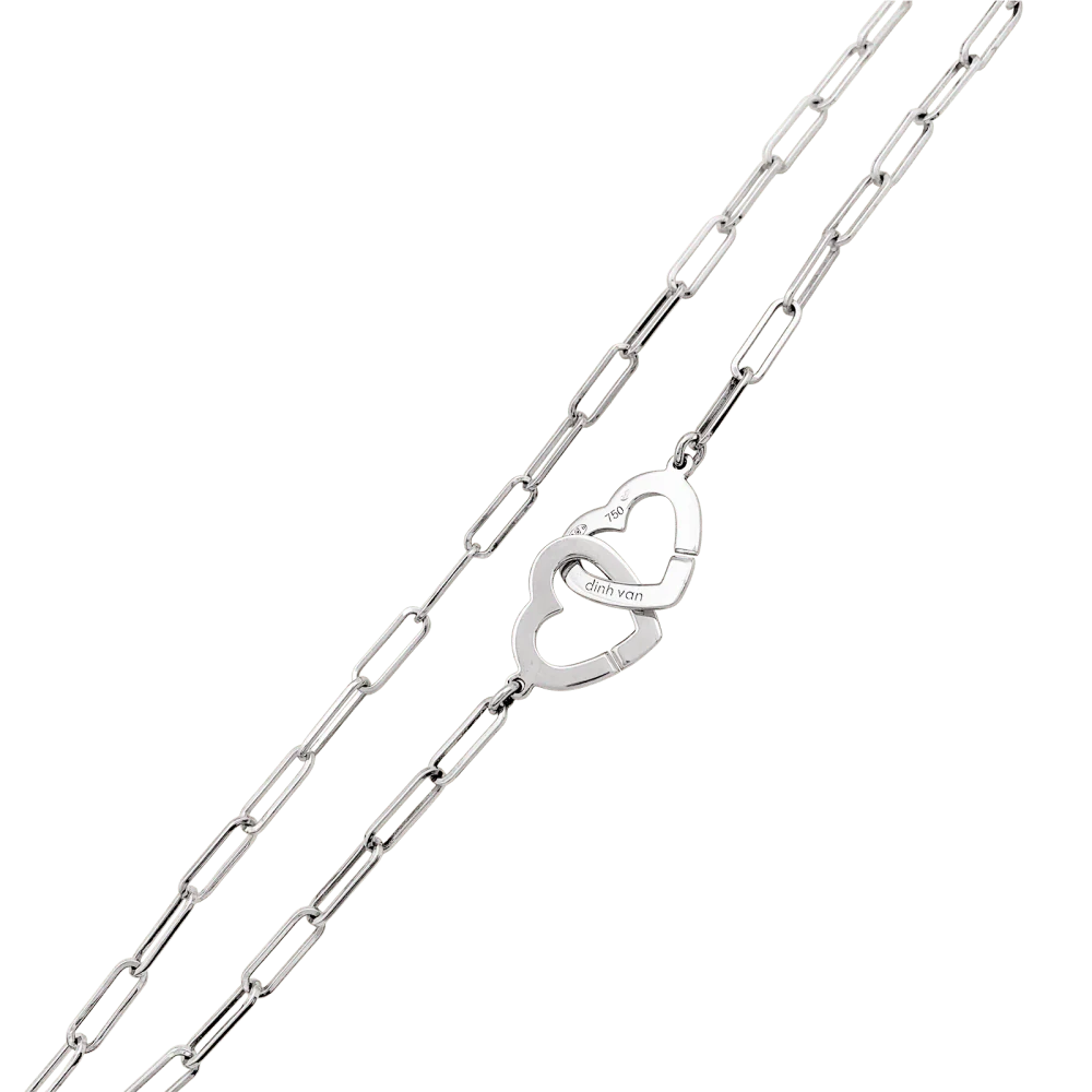 Collier Maille DINH VAN "Double Cœurs" en or blanc - Image 4