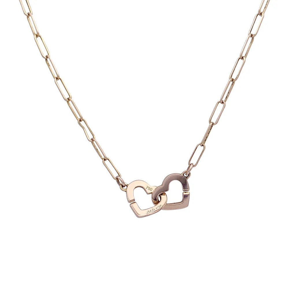 Collier Maille DINH VAN "Double Coeurs R9" en or rose