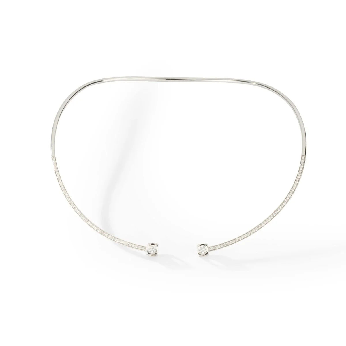 Collier Torque DINH VAN "FLEX Le Cube" en or blanc et diamant