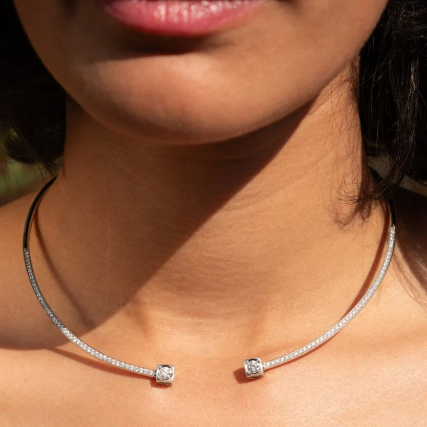 Collier Torque DINH VAN "FLEX Le Cube" en or blanc et diamant - Image 2