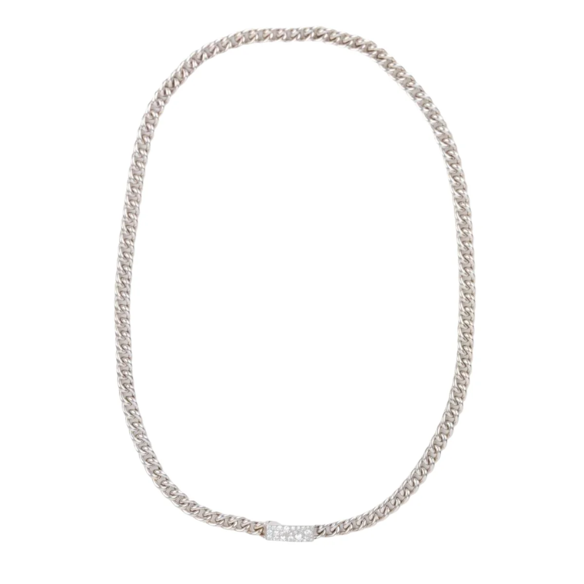 Collier Maille gourmette DIOR en or blanc et diamants