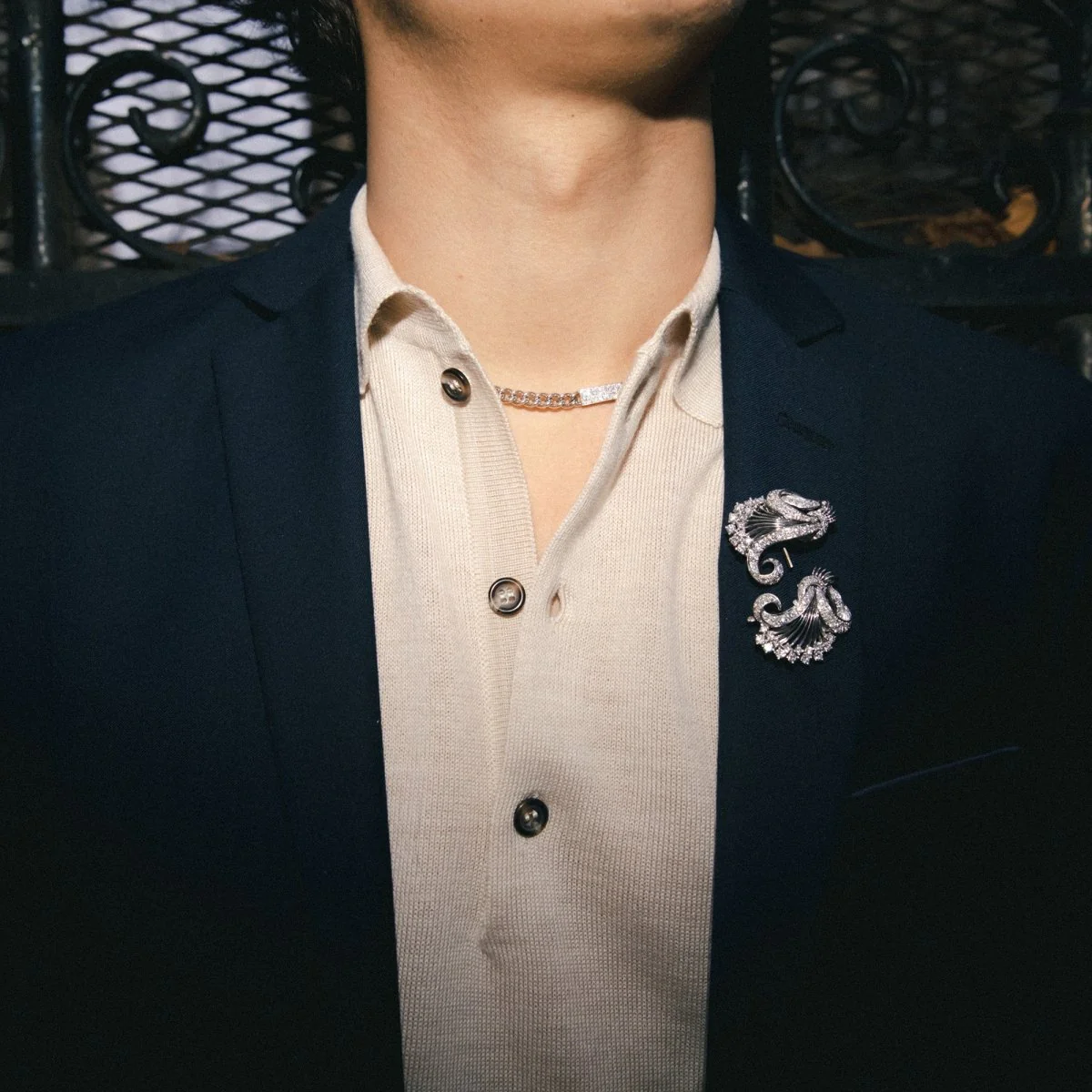 Collier Maille gourmette DIOR en or blanc et diamants - Image 2