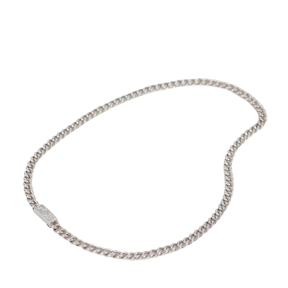 Collier Maille gourmette DIOR en or blanc et diamants - Image 3