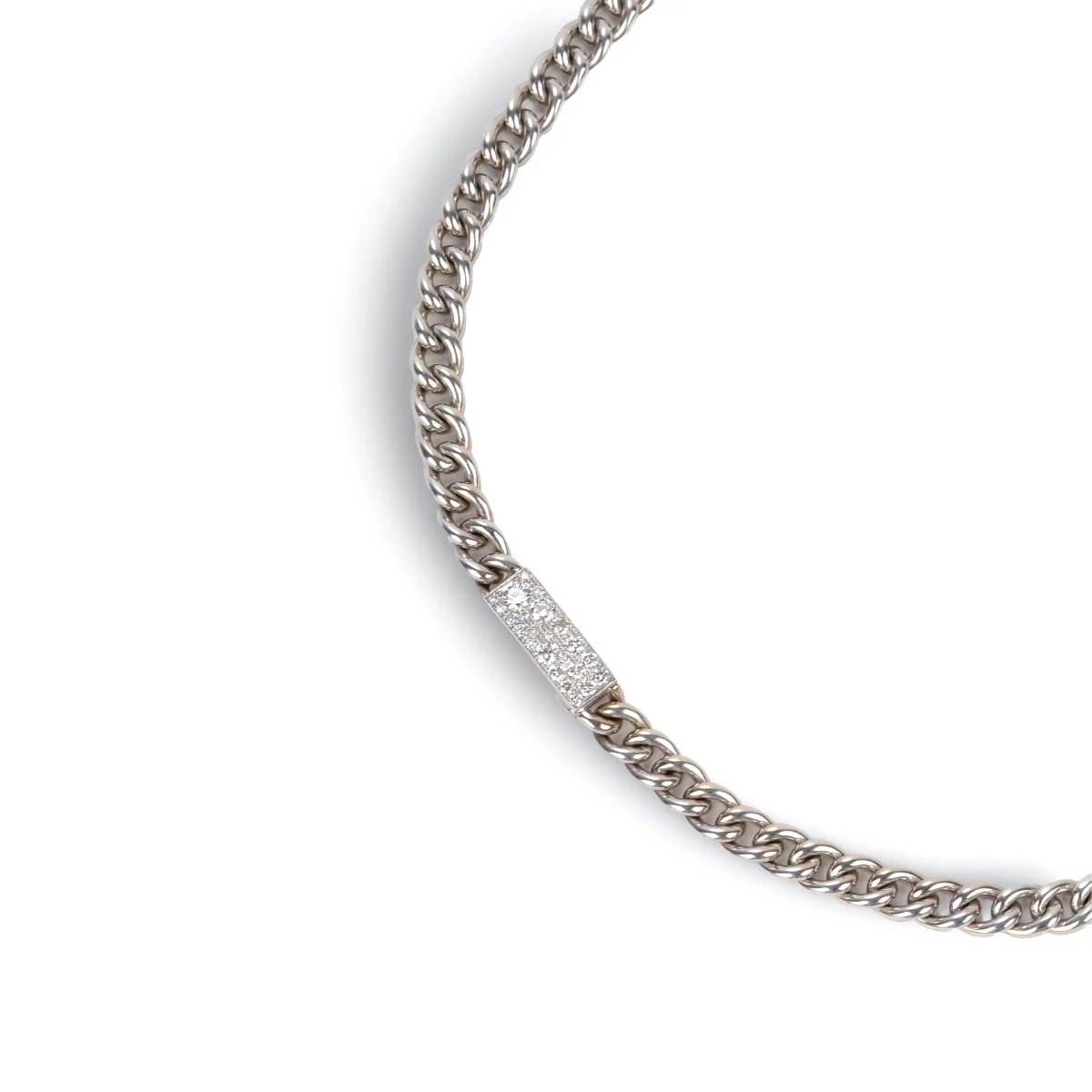 Collier Maille gourmette DIOR en or blanc et diamants - Image 4