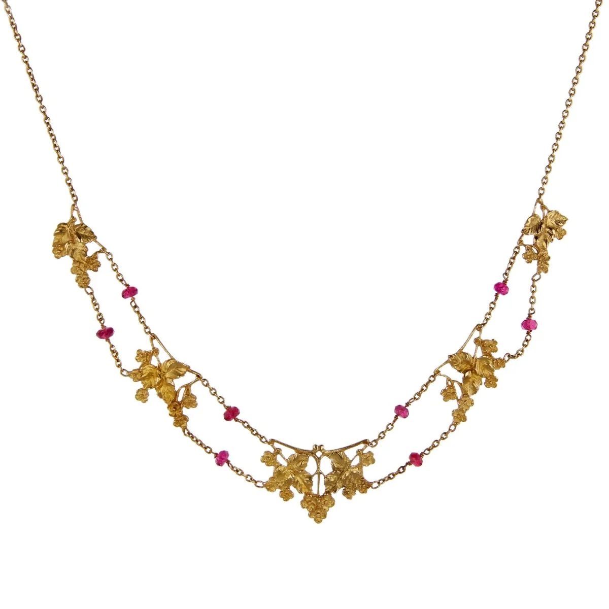 Collier Draperie en or jaune et spinelles