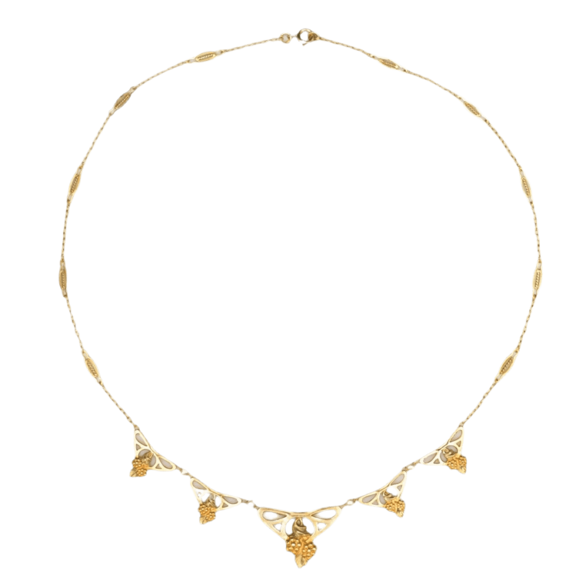 Collier Draperie filigrane en or jaune et perles - Image 3