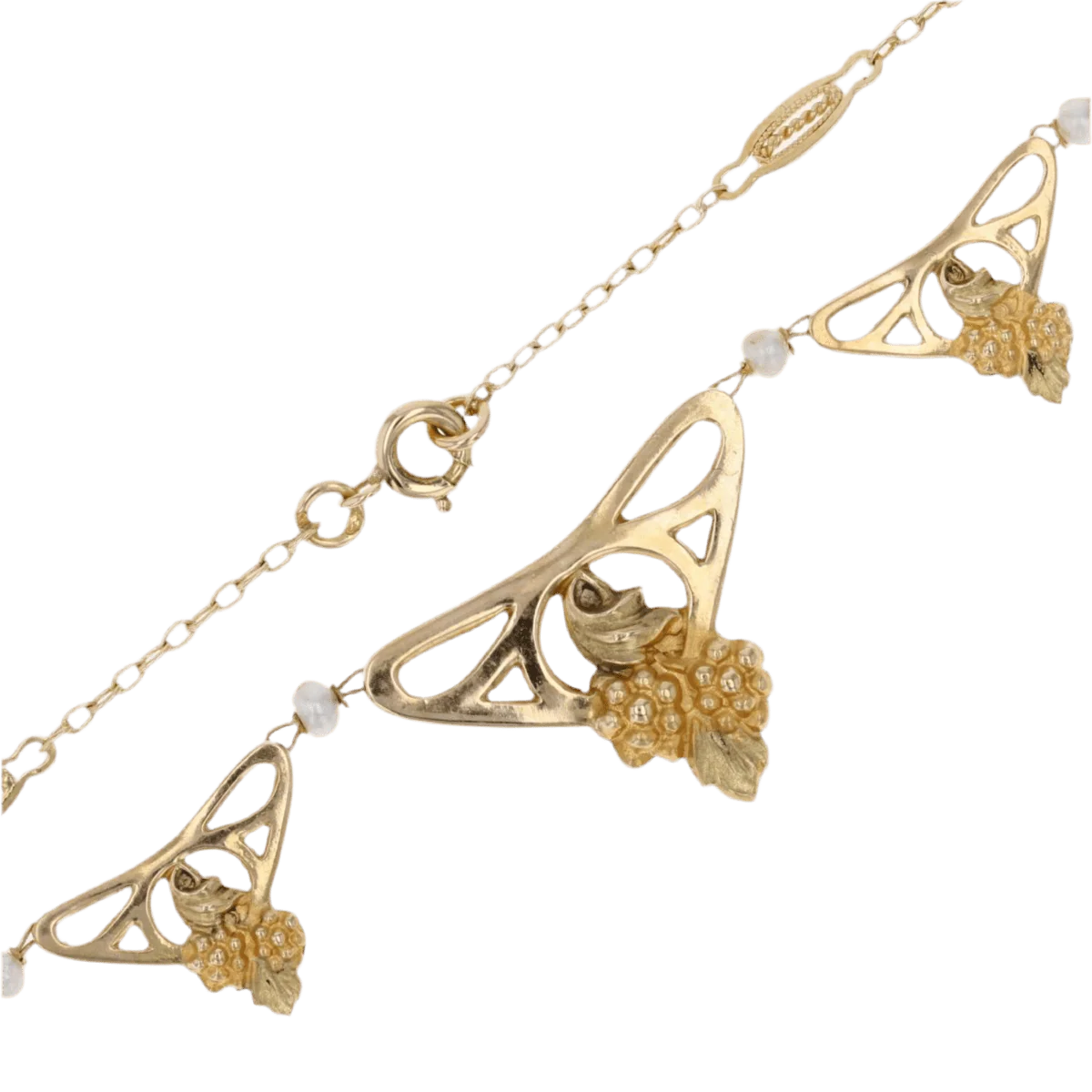 Collier Draperie filigrane en or jaune et perles - Image 4