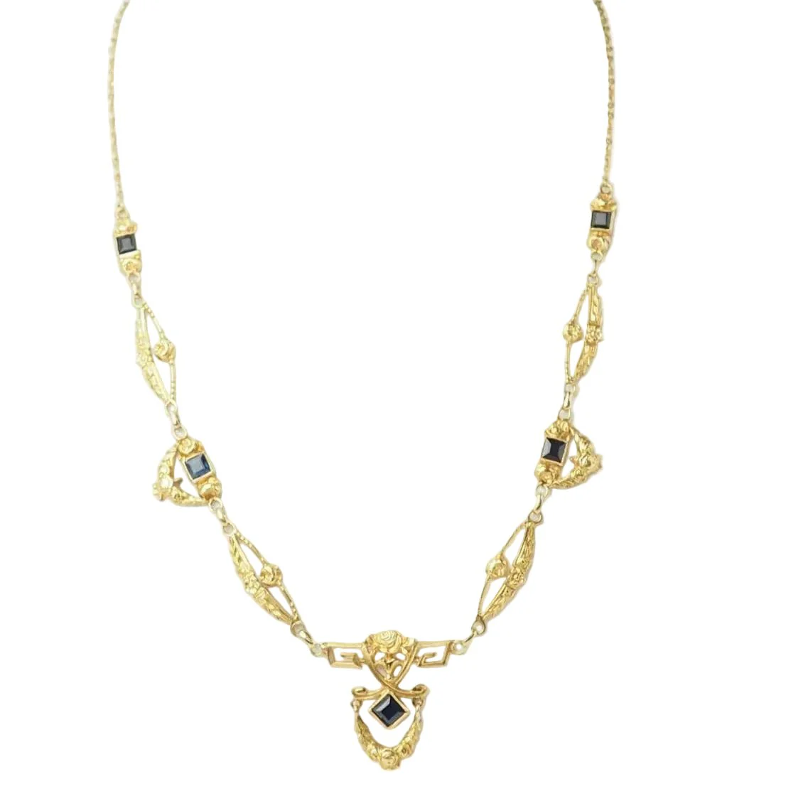 Collier Draperie en or jaune et saphirs