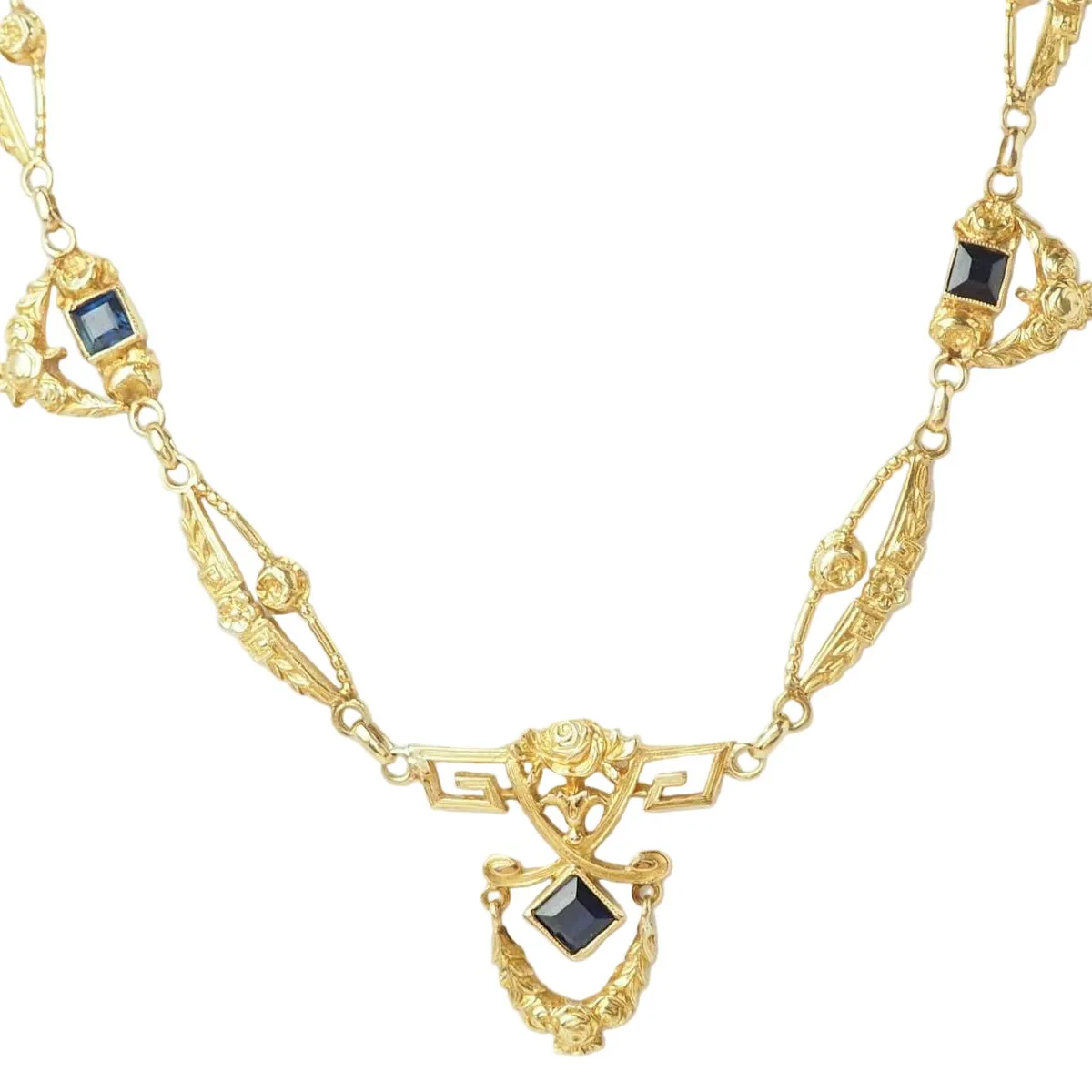 Collier Draperie en or jaune et saphirs - Image 3