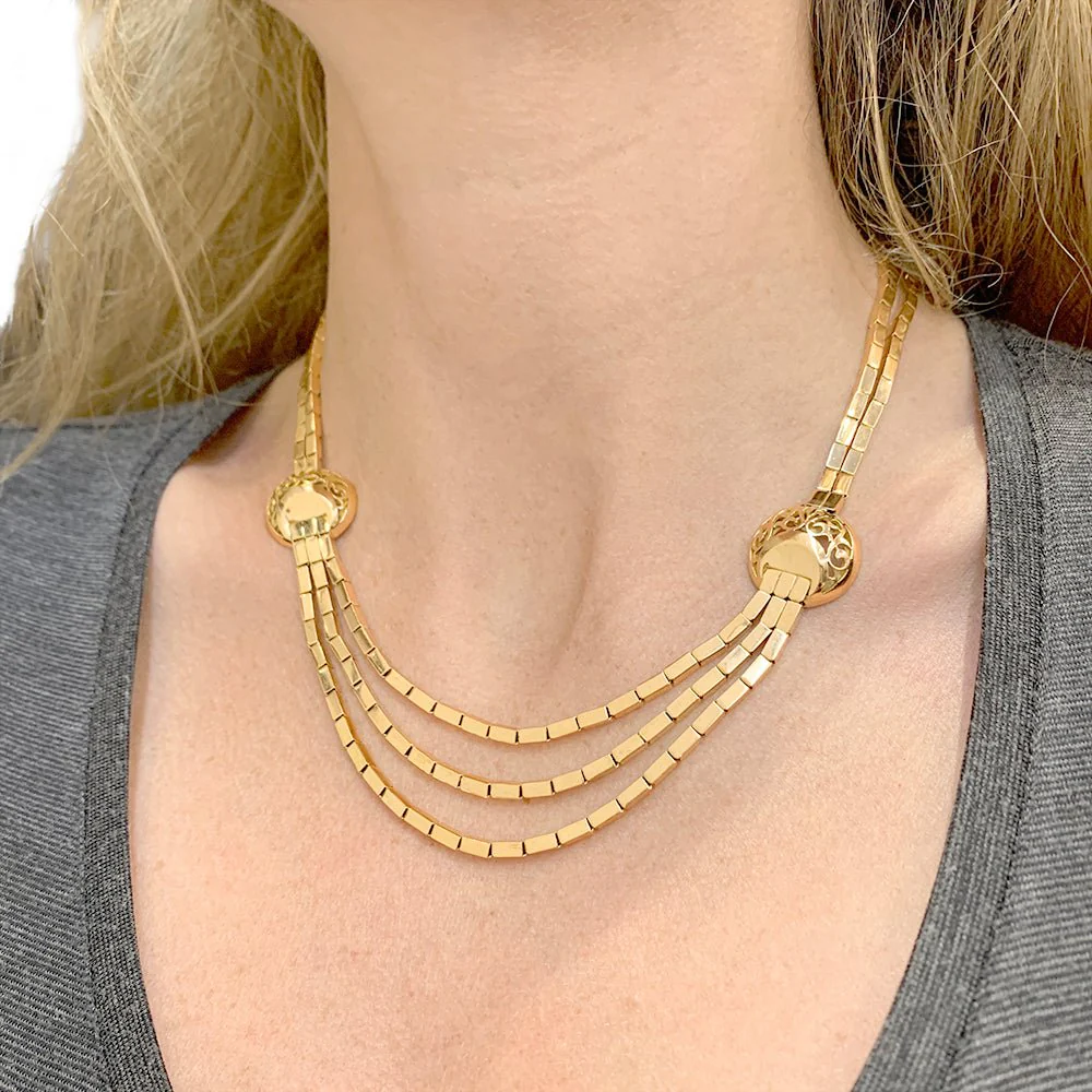 Collier Draperie en or rose, vers 1950 - Image 8