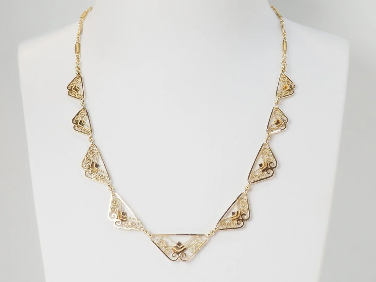Collier draperie Fin XIXème en or jaune - Image 3