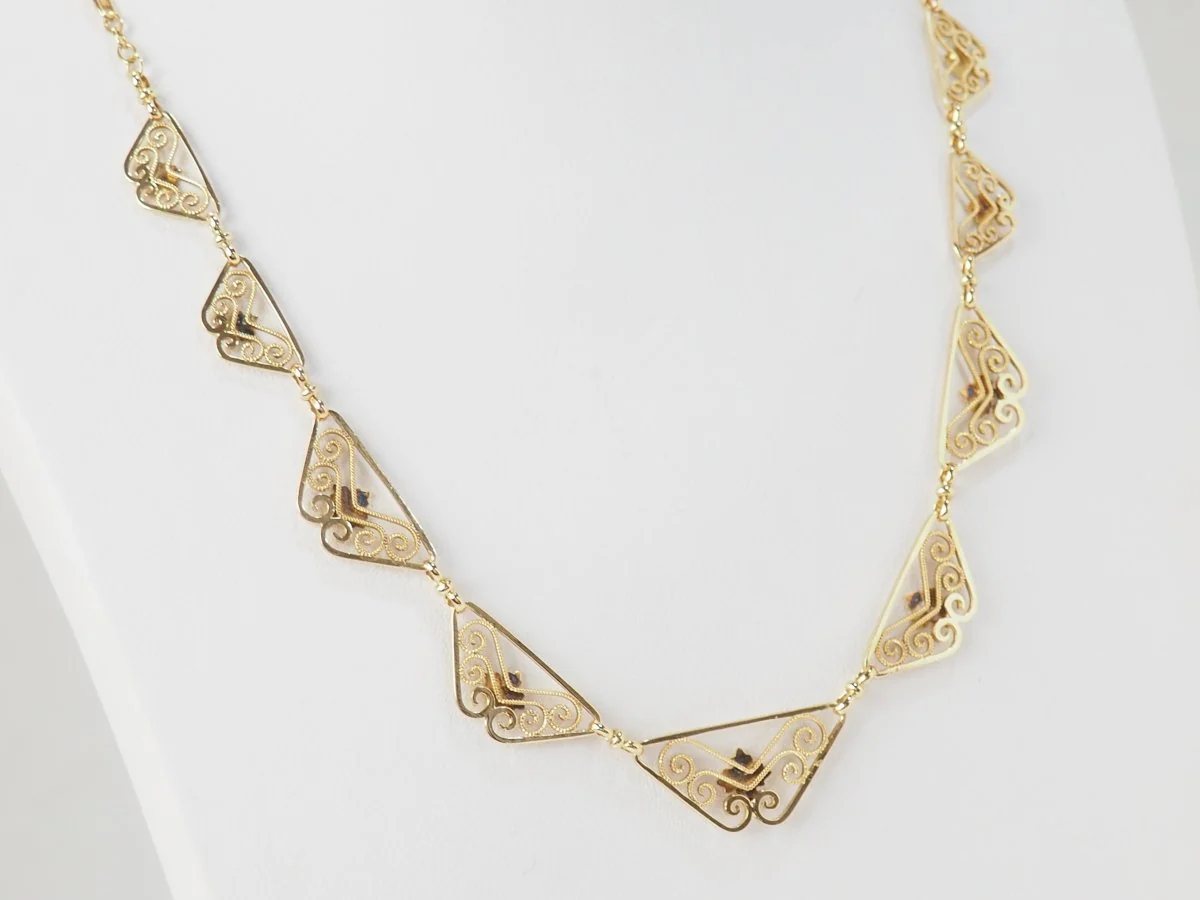 Collier draperie Fin XIXème en or jaune - Image 4