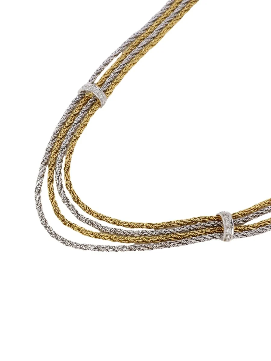 Collier Draperie quatre rangs en or jaune, or blanc et diamants - Image 4