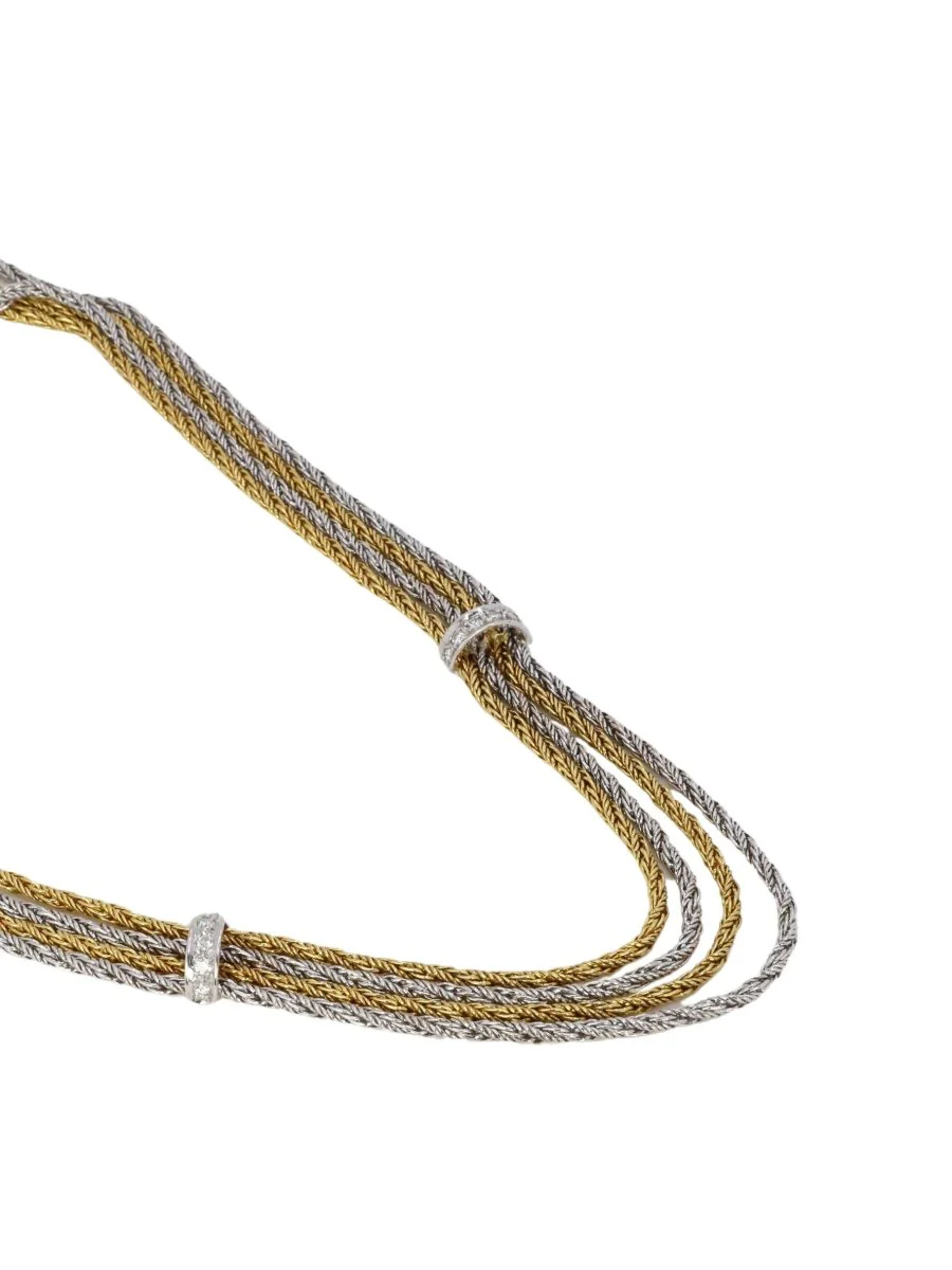 Collier draperie vintage quatre rangs en or et diamants