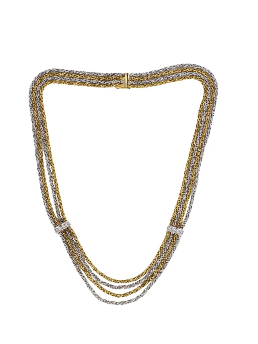 Collier draperie vintage quatre rangs en or et diamants - Image 3