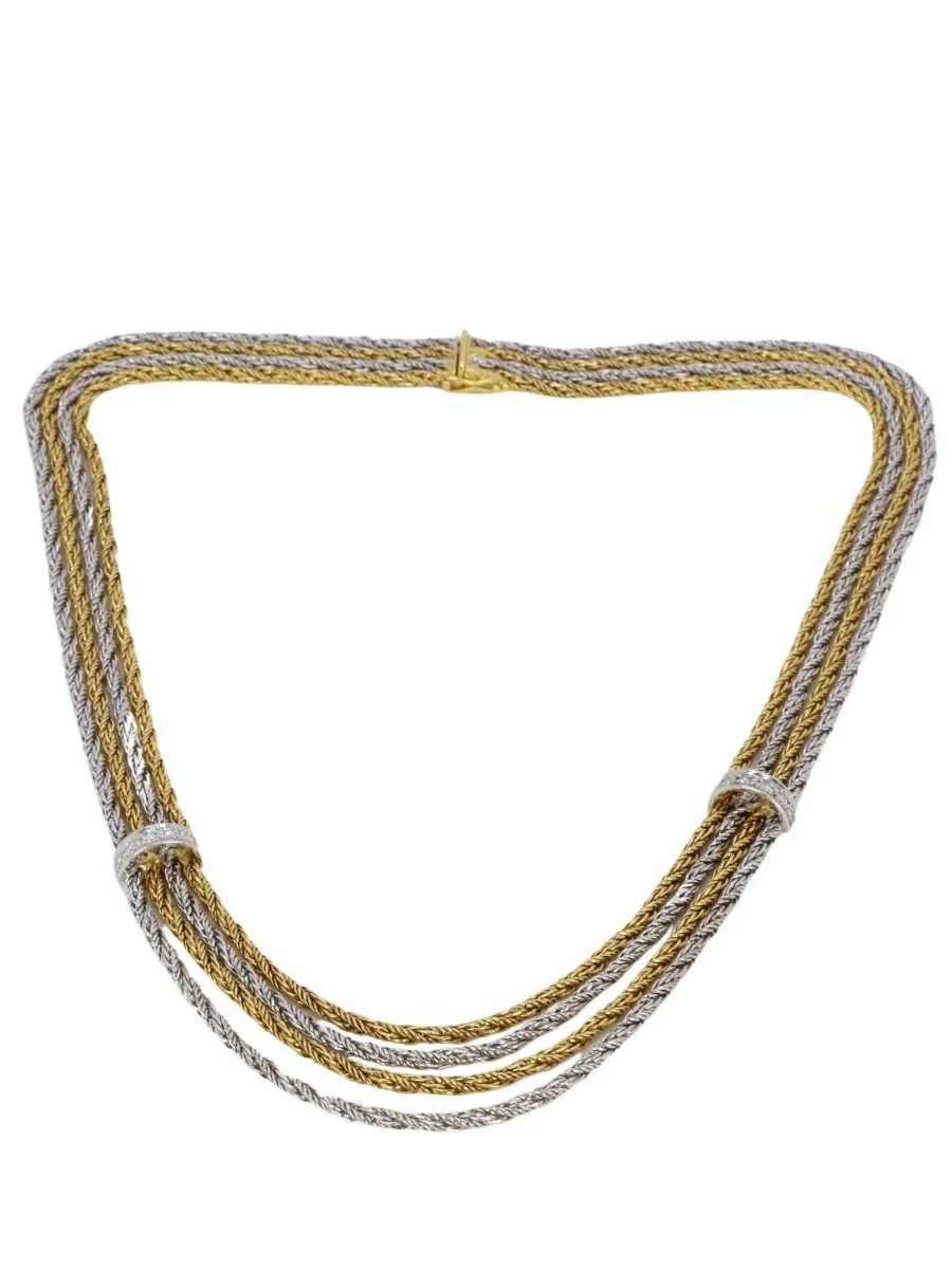 Collier draperie vintage quatre rangs en or et diamants - Image 4