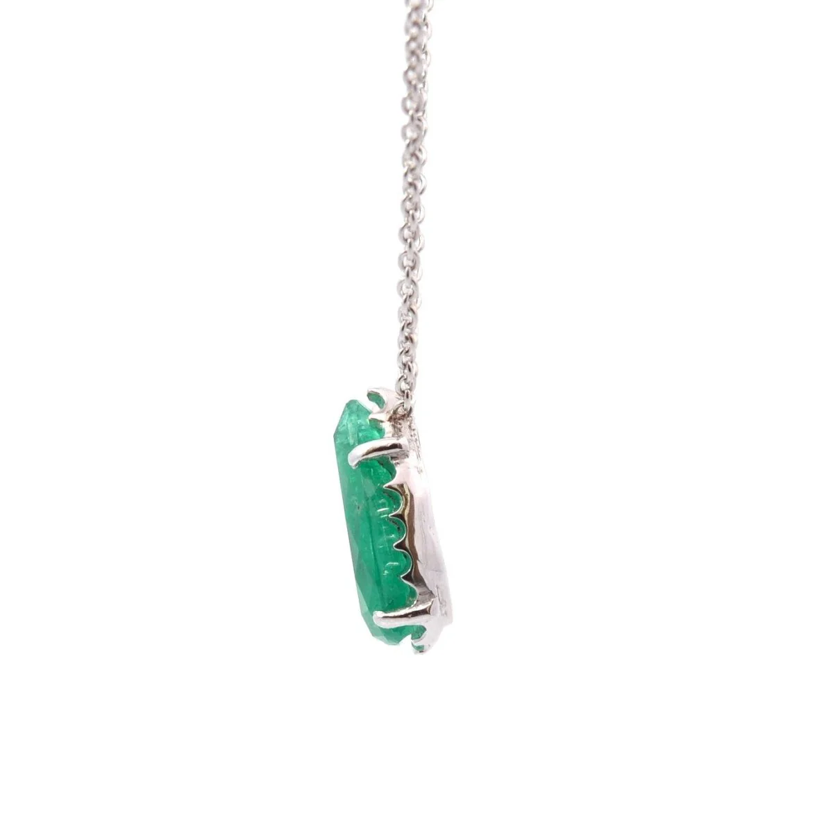 Collier Pendentif en or blanc, platine et émeraude - Image 3