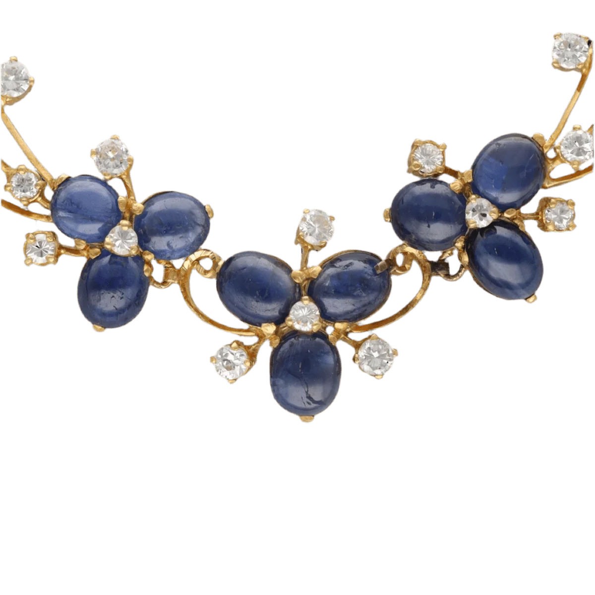 Collier Ras de Cou en or jaune, saphirs et diamants - Image 3