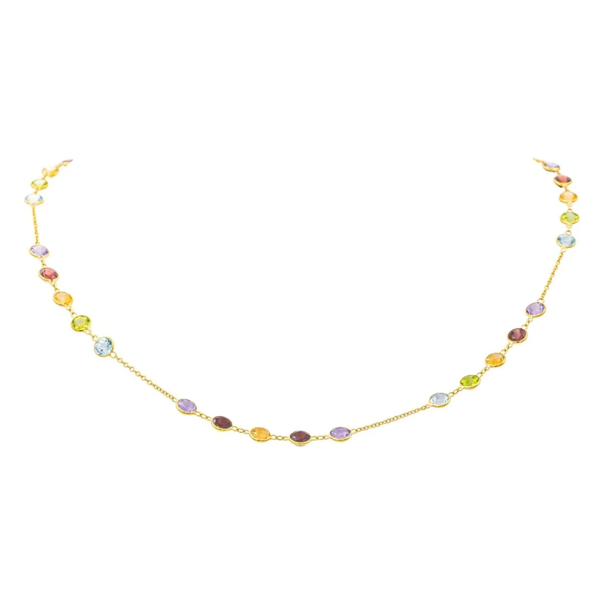 Collier en or jaune, améthystes, grenats, citrines, topazes et péridots - Image 3