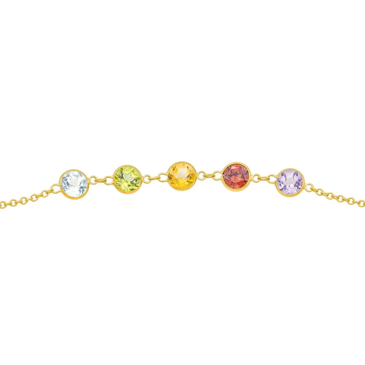 Collier en or jaune, améthystes, grenats, citrines, topazes et péridots - Image 4