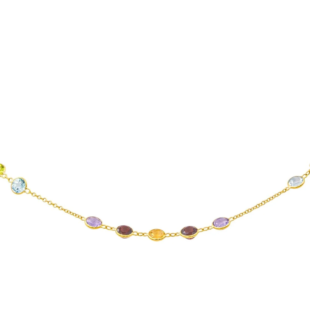 Collier en or jaune, améthystes, grenats, citrines, topazes et péridots - Image 7