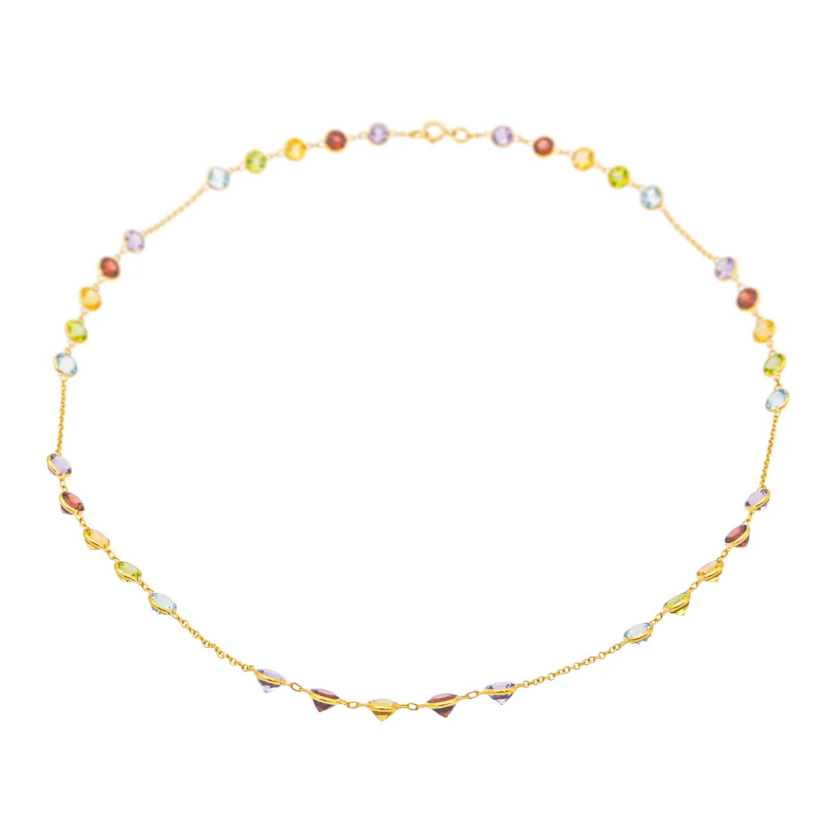 Collier en or jaune, améthystes, grenats, citrines, topazes et péridots - Image 8