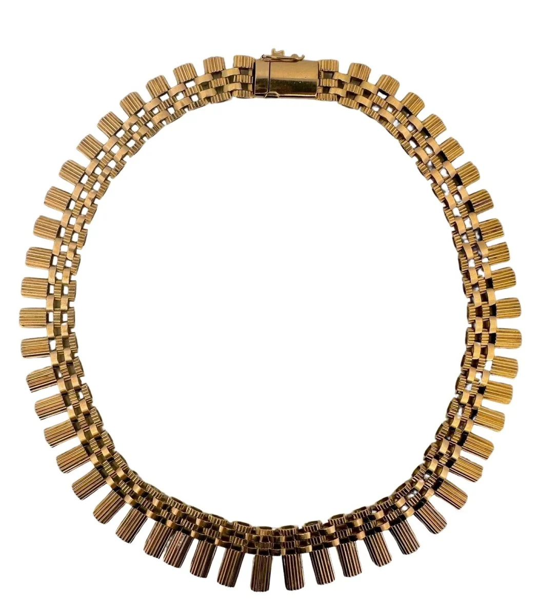 Collier en or jaune avec maillons de forme géométrique en chute - Image 3