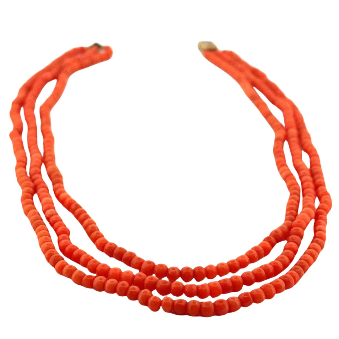 Collier en or jaune et perles de corail - Image 2