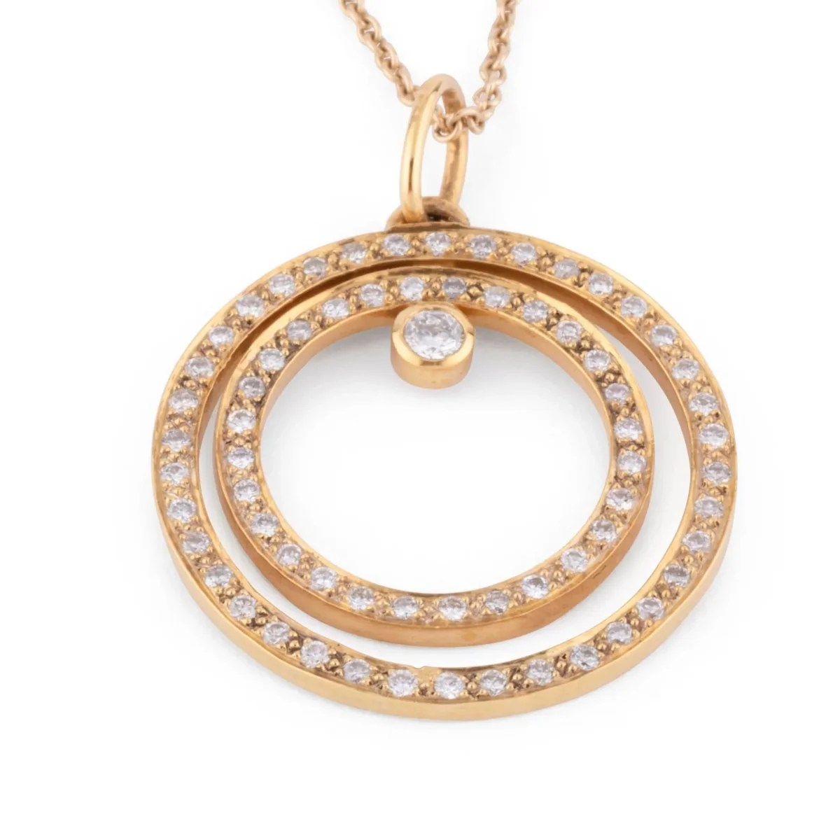 Collier en or jaune motif en diamant sur longue chaine alternée de diamant - Image 3